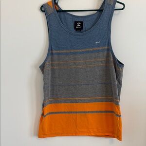 Split Gray, Blue and Orange Men’s Striped Tank Top